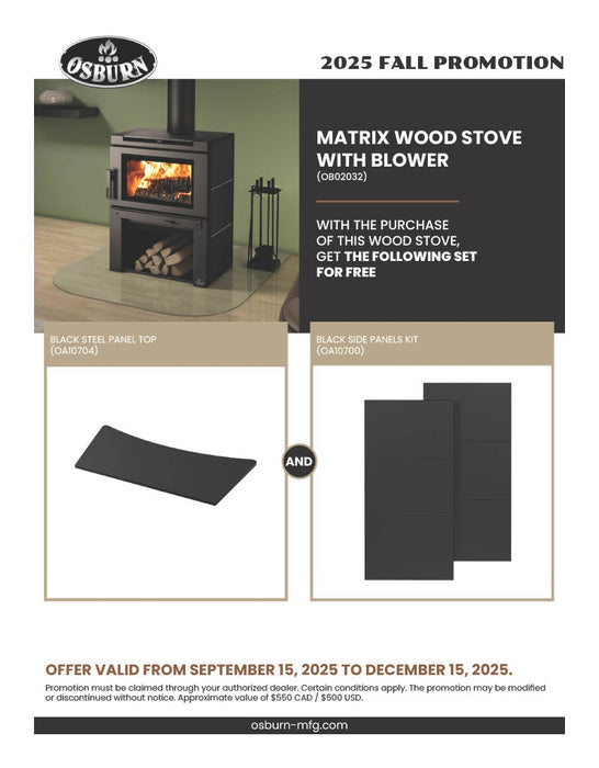 Osburn Fall Promotion  - Matrix Wood Stove w/ Blower