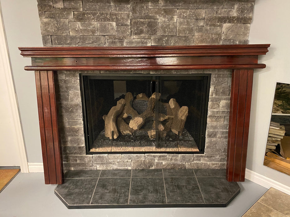 Custom Red Stained Wood Mantel